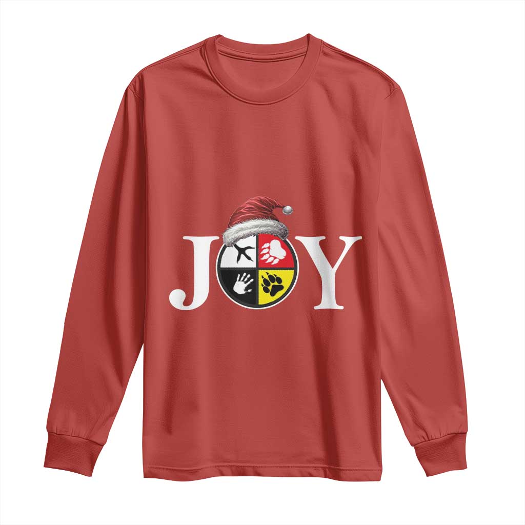Christmas Native American Joy Medicine Wheel Santa Hat Long Sleeve Shirt