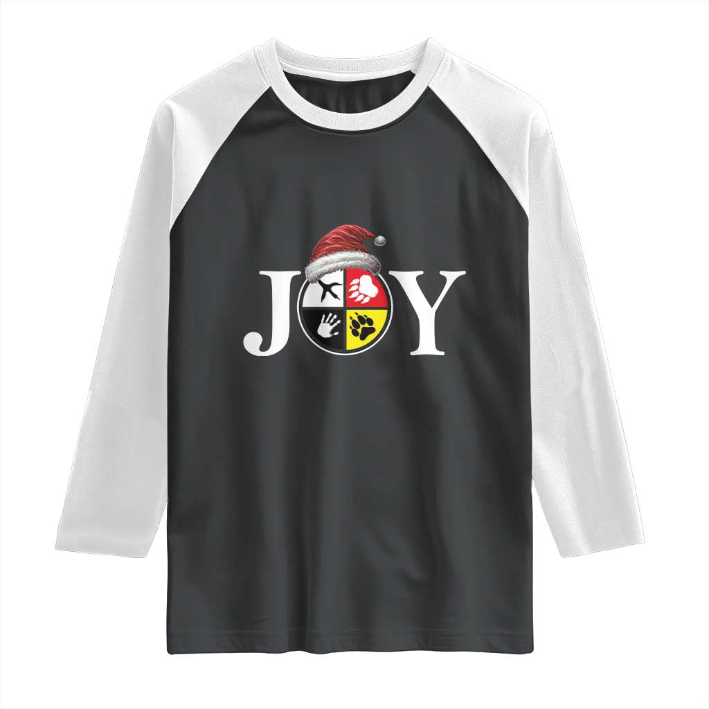 Christmas Native American Joy Medicine Wheel Santa Hat Raglan Shirt - Wonder Print Shop