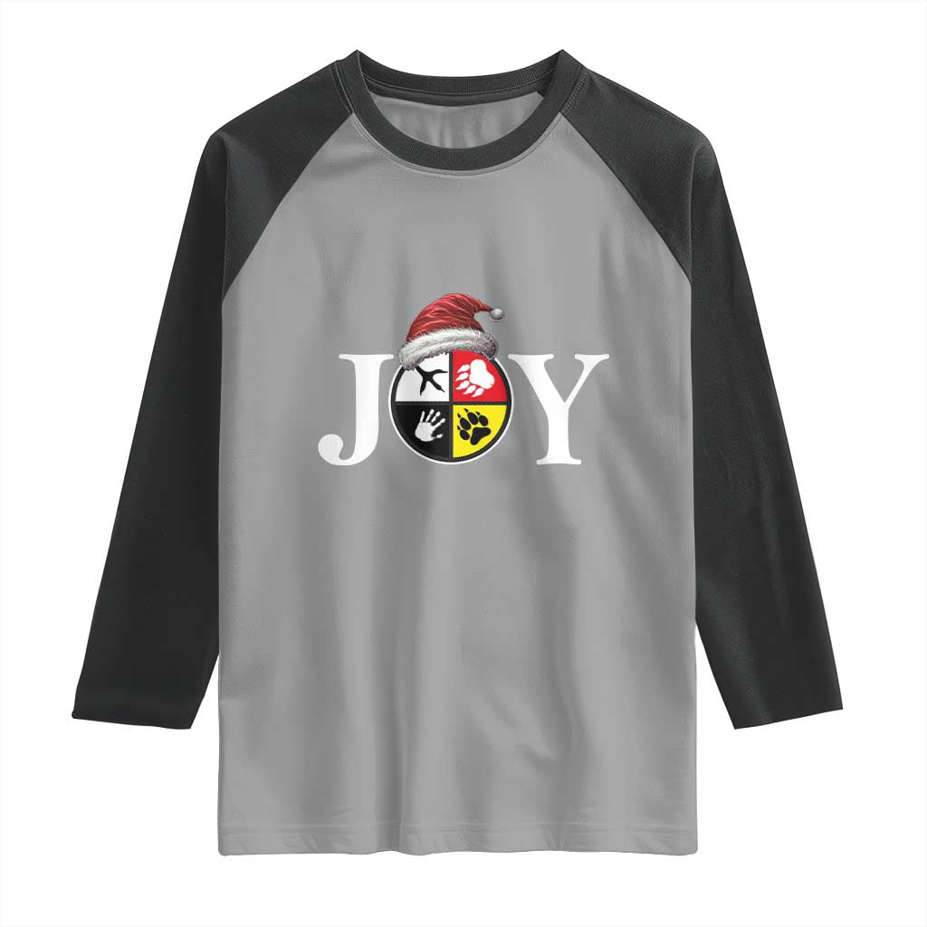 Christmas Native American Joy Medicine Wheel Santa Hat Raglan Shirt - Wonder Print Shop