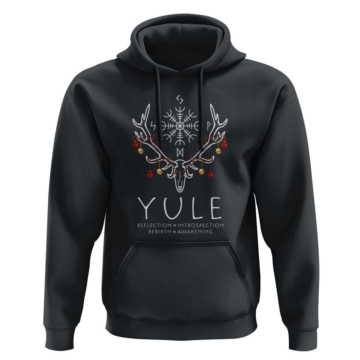Yule Pagan Hoodie Reflection Introspection Rebirth Awakening Vegvísir Symbol