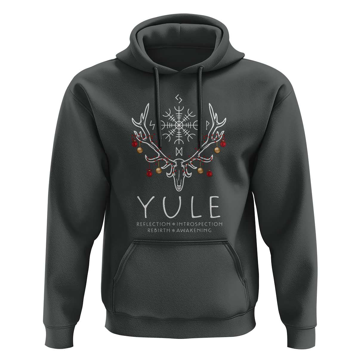 Yule Pagan Hoodie Reflection Introspection Rebirth Awakening Vegvísir Symbol