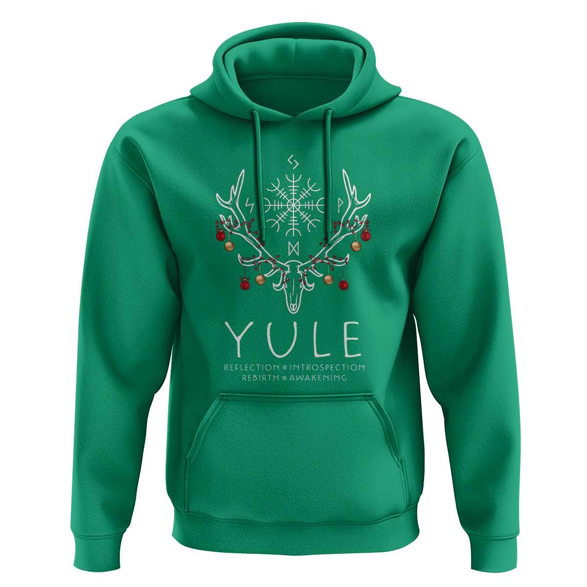 Yule Pagan Hoodie Reflection Introspection Rebirth Awakening Vegvísir Symbol