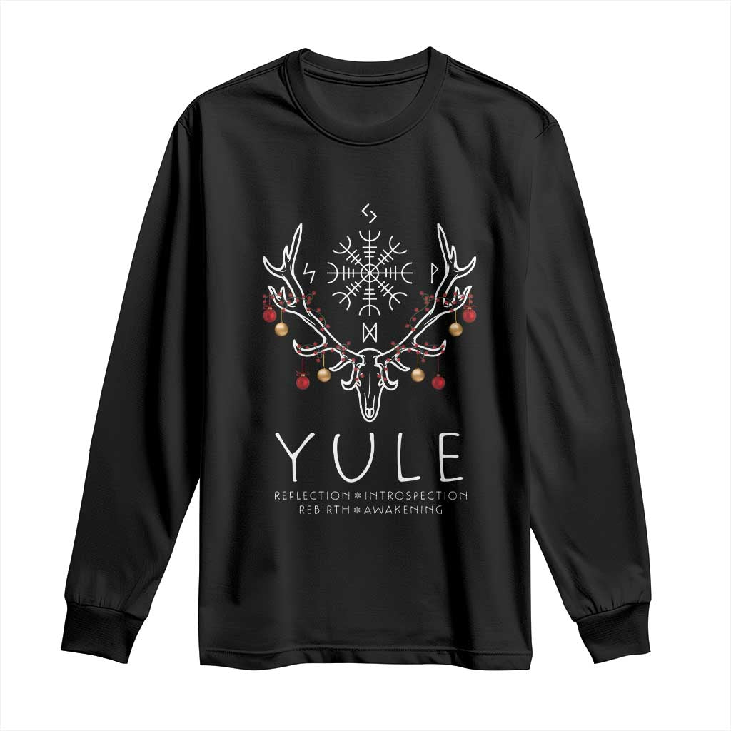 Yule Pagan Long Sleeve Shirt Reflection Introspection Rebirth Awakening Vegvísir Symbol