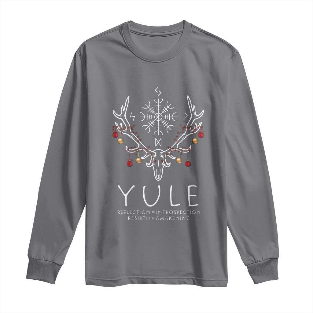 Yule Pagan Long Sleeve Shirt Reflection Introspection Rebirth Awakening Vegvísir Symbol