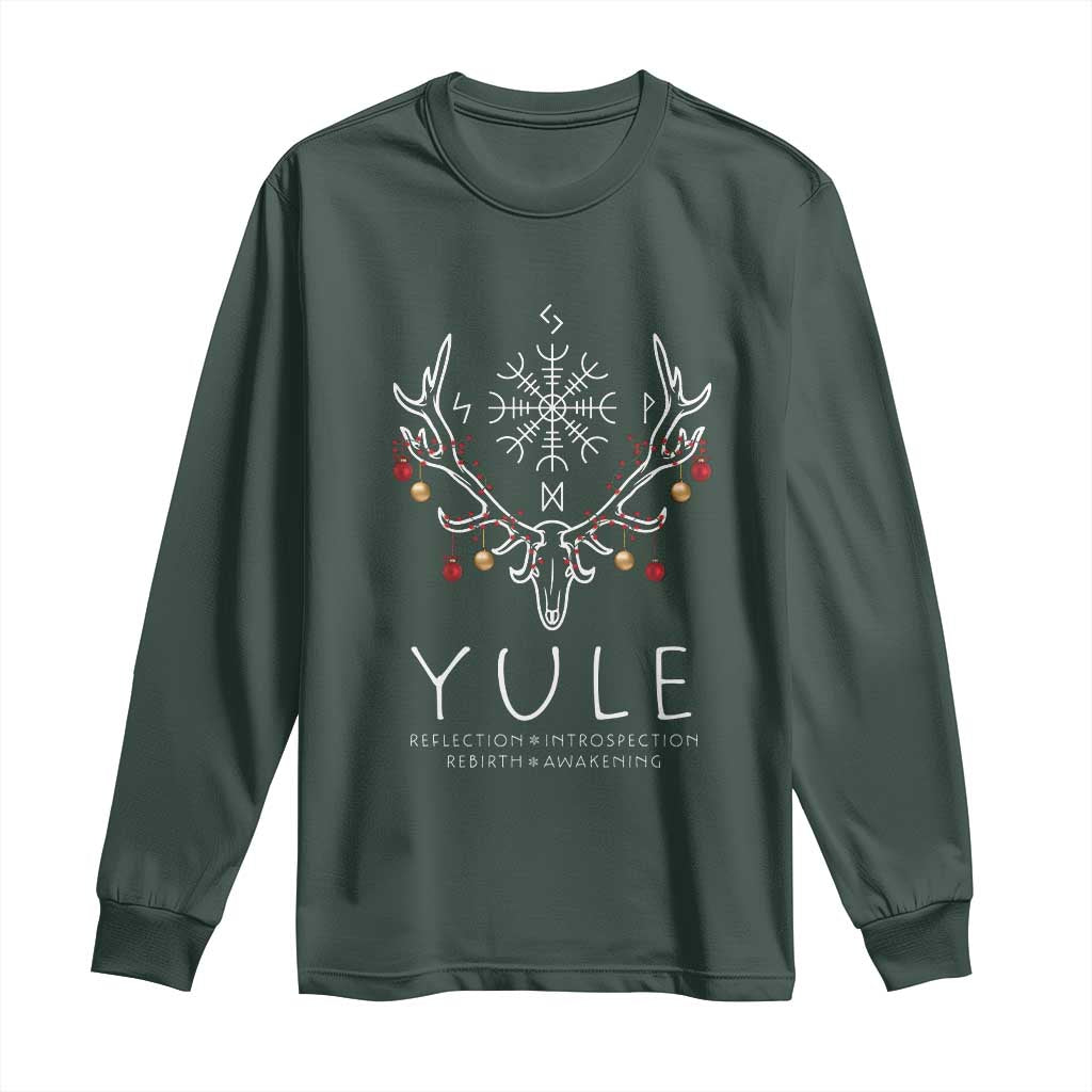Yule Pagan Long Sleeve Shirt Reflection Introspection Rebirth Awakening Vegvísir Symbol