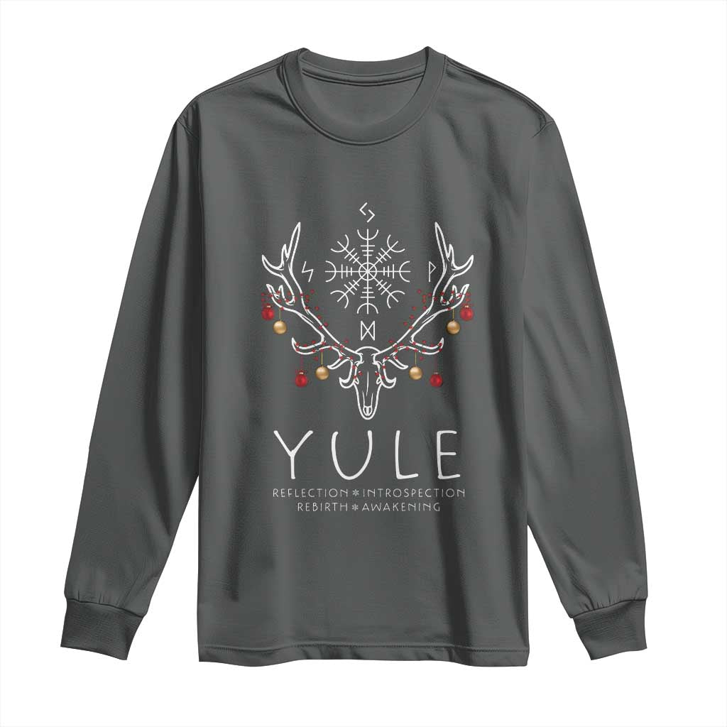 Yule Pagan Long Sleeve Shirt Reflection Introspection Rebirth Awakening Vegvísir Symbol