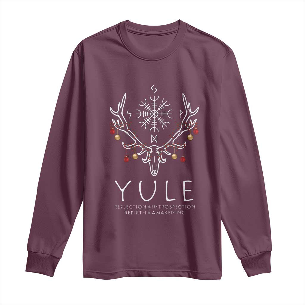 Yule Pagan Long Sleeve Shirt Reflection Introspection Rebirth Awakening Vegvísir Symbol