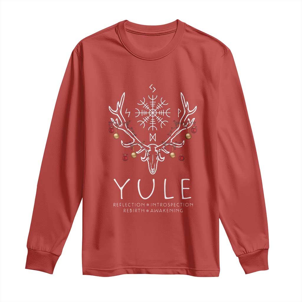 Yule Pagan Long Sleeve Shirt Reflection Introspection Rebirth Awakening Vegvísir Symbol
