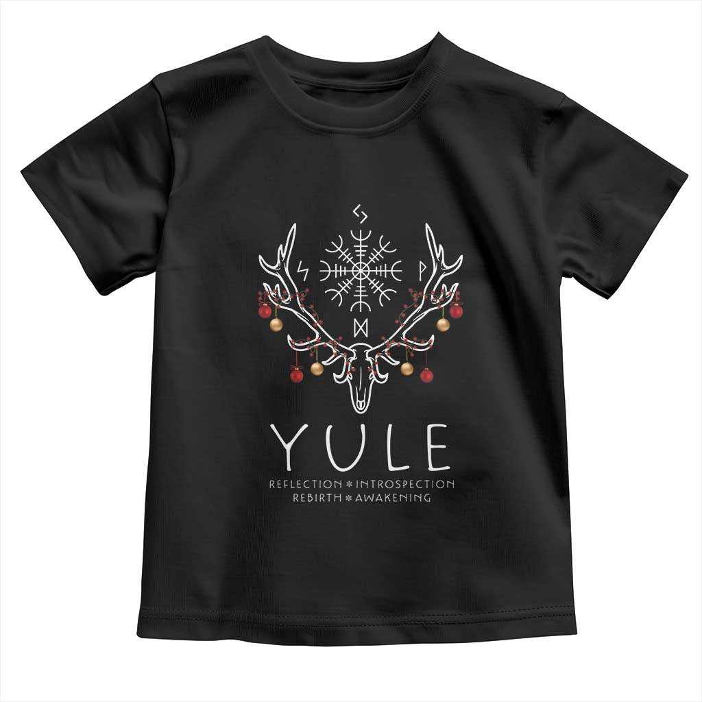 Yule Pagan Toddler T Shirt Reflection Introspection Rebirth Awakening Vegvísir Symbol