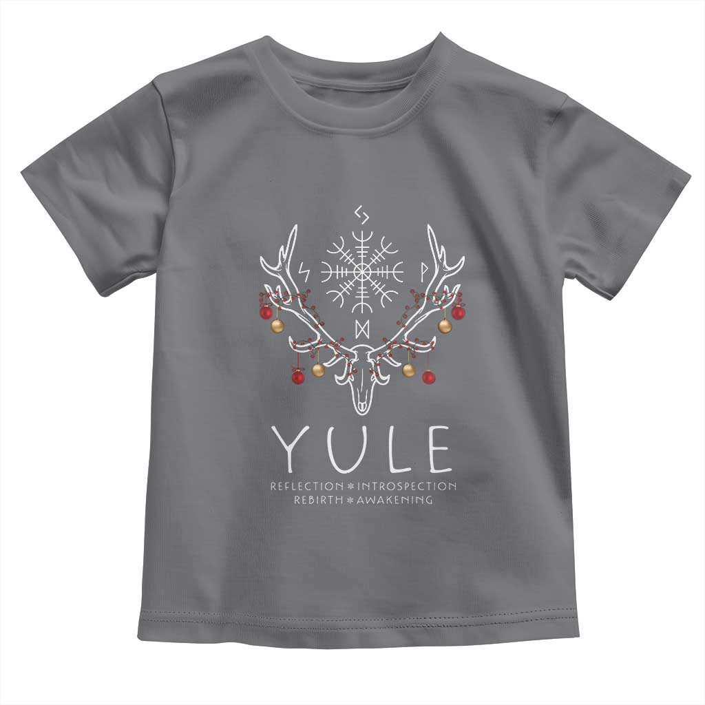 Yule Pagan Toddler T Shirt Reflection Introspection Rebirth Awakening Vegvísir Symbol