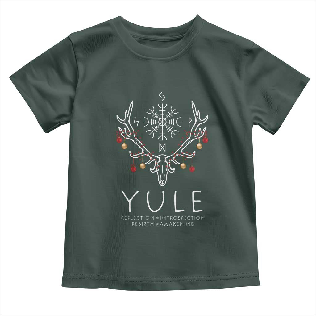 Yule Pagan Toddler T Shirt Reflection Introspection Rebirth Awakening Vegvísir Symbol