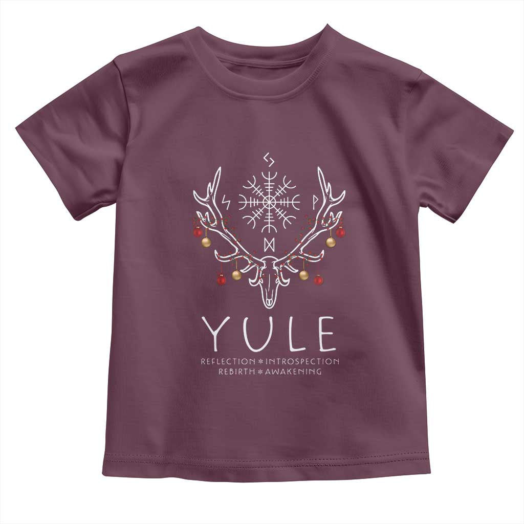 Yule Pagan Toddler T Shirt Reflection Introspection Rebirth Awakening Vegvísir Symbol