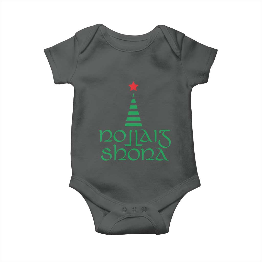 Funny Irish Gaelic Christmas Nollaig Shona Baby Onesie Xmas Tree