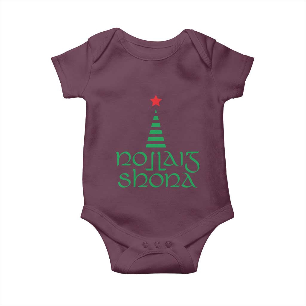 Funny Irish Gaelic Christmas Nollaig Shona Baby Onesie Xmas Tree
