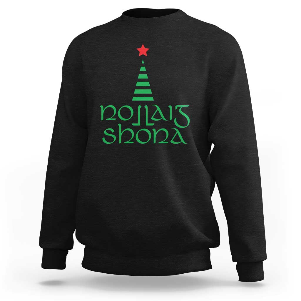 Funny Irish Gaelic Christmas Nollaig Shona Sweatshirt Xmas Tree - Wonder Print Shop