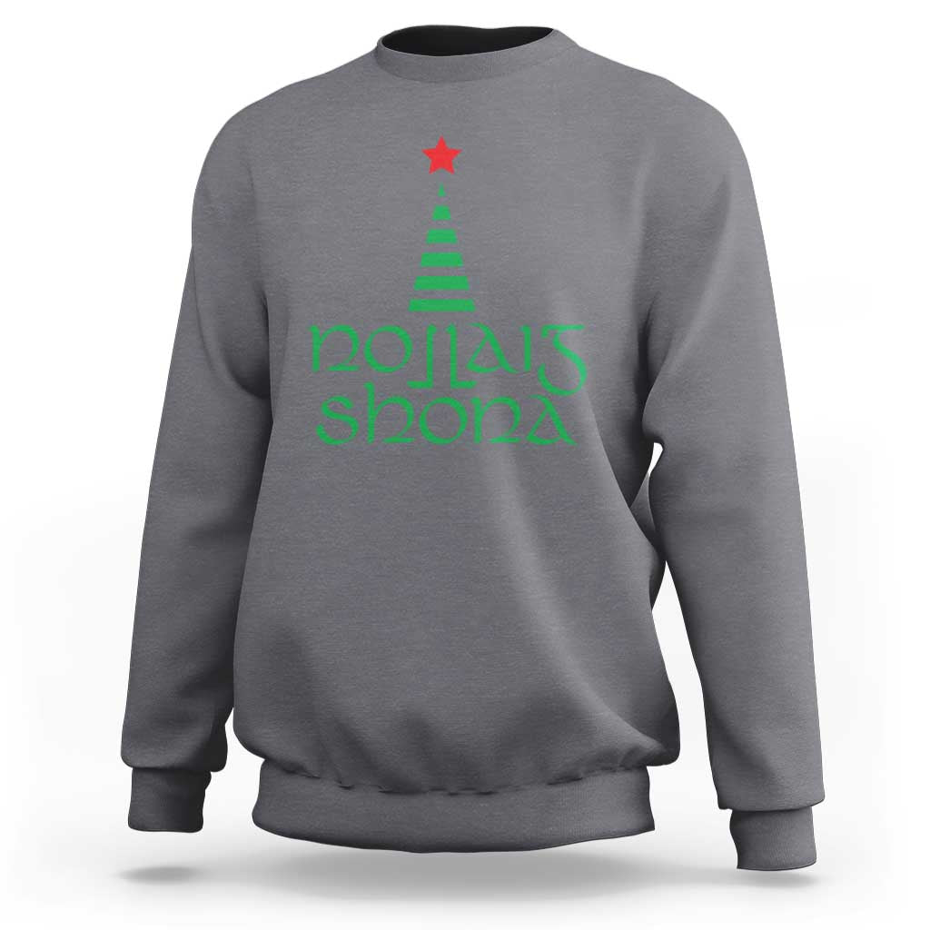 Funny Irish Gaelic Christmas Nollaig Shona Sweatshirt Xmas Tree - Wonder Print Shop