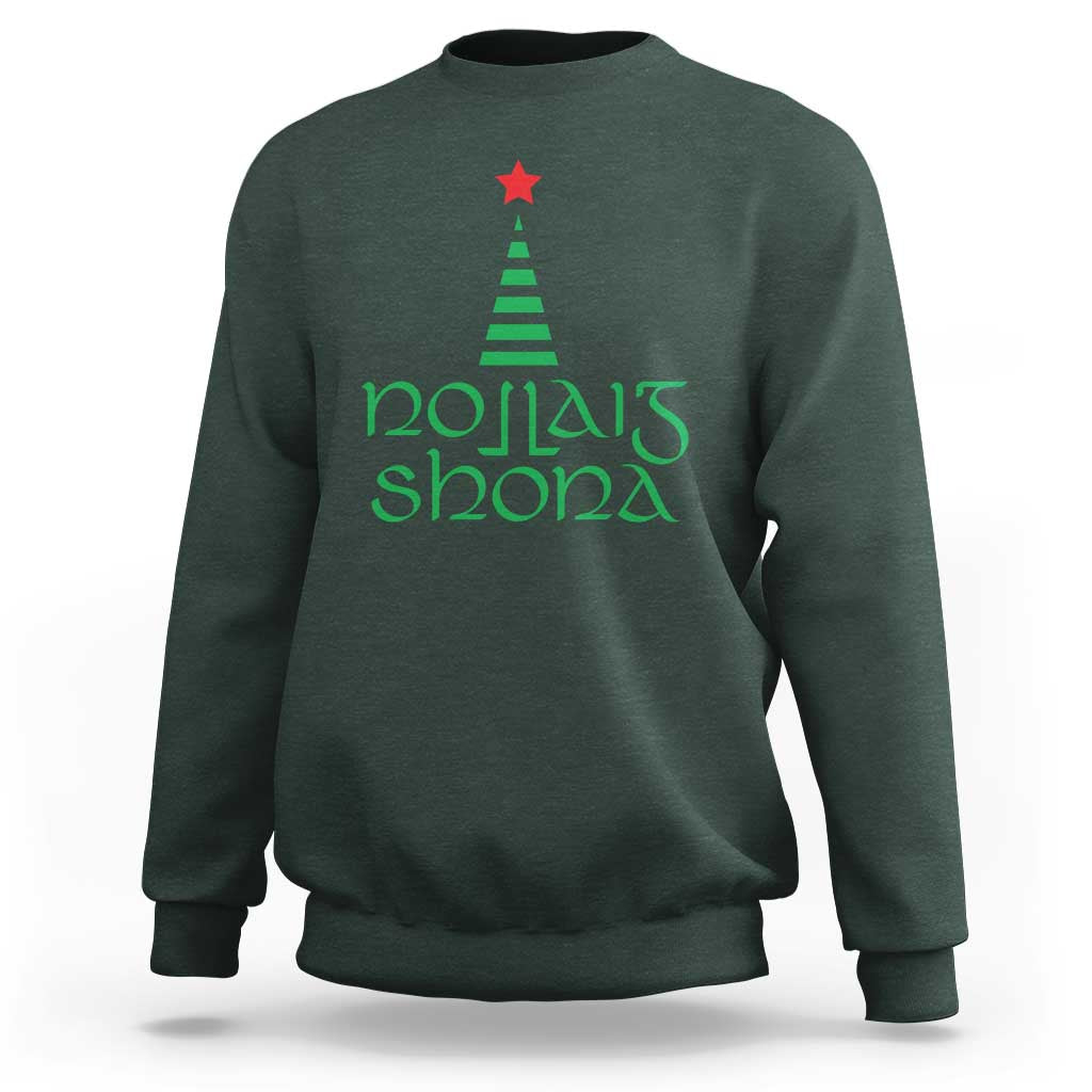 Funny Irish Gaelic Christmas Nollaig Shona Sweatshirt Xmas Tree - Wonder Print Shop
