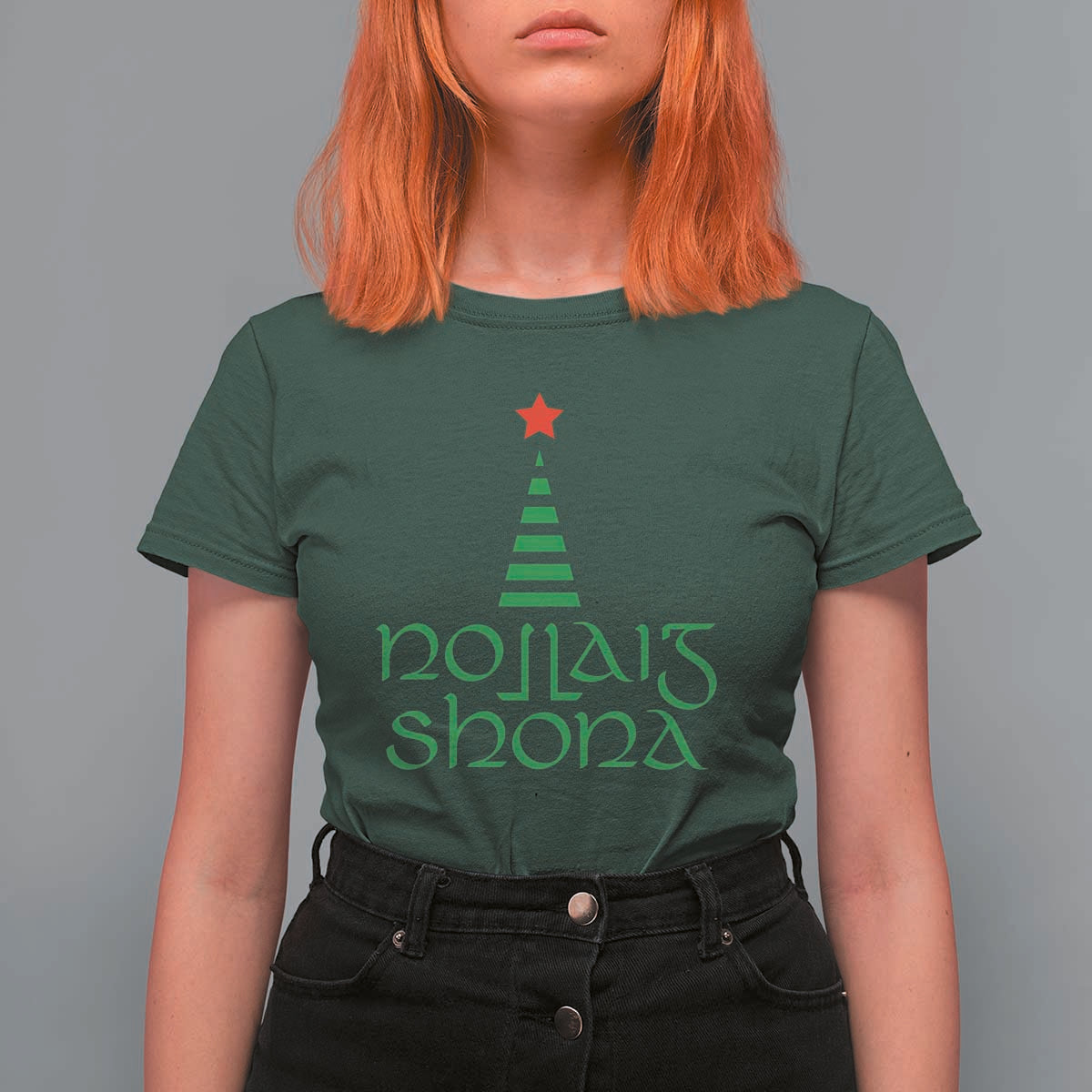Funny Irish Gaelic Christmas Nollaig Shona T Shirt For Women Xmas Tree - Wonder Print Shop