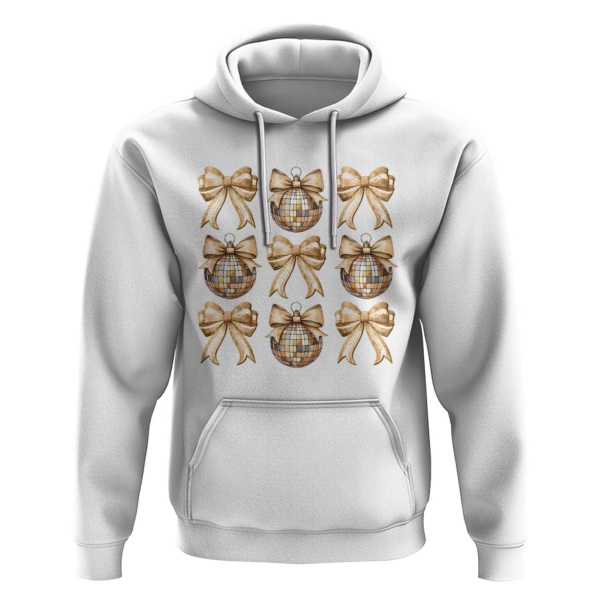Coquette Happy New Year 2025 Gold Bow Hoodie