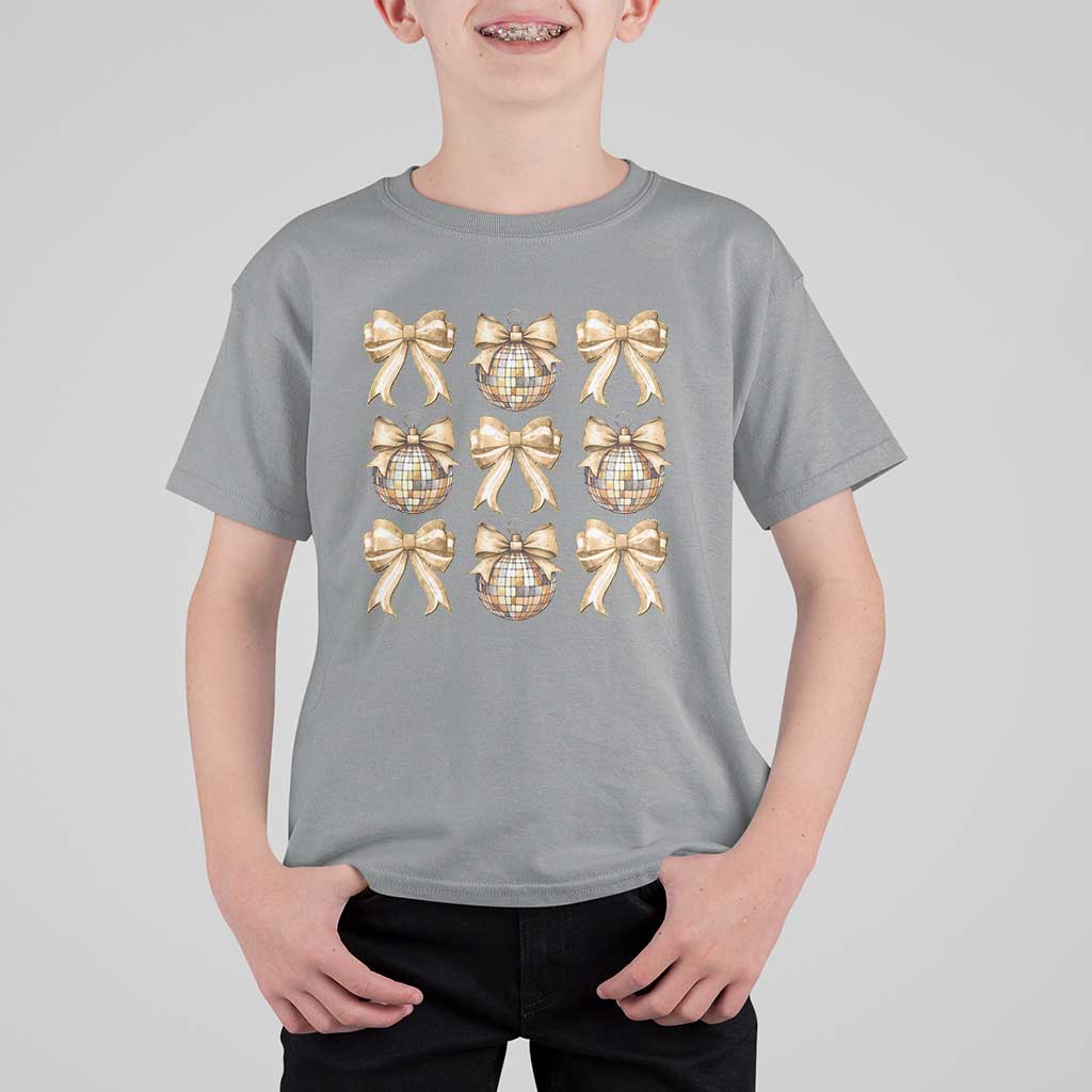 Coquette Happy New Year 2025 Gold Bow T Shirt For Kid