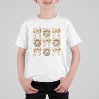 Coquette Happy New Year 2025 Gold Bow T Shirt For Kid