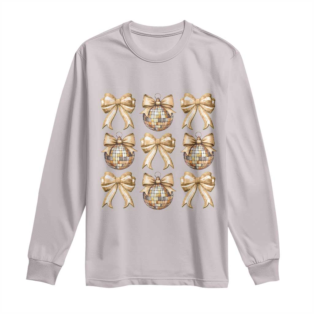 Coquette Happy New Year 2025 Gold Bow Long Sleeve Shirt