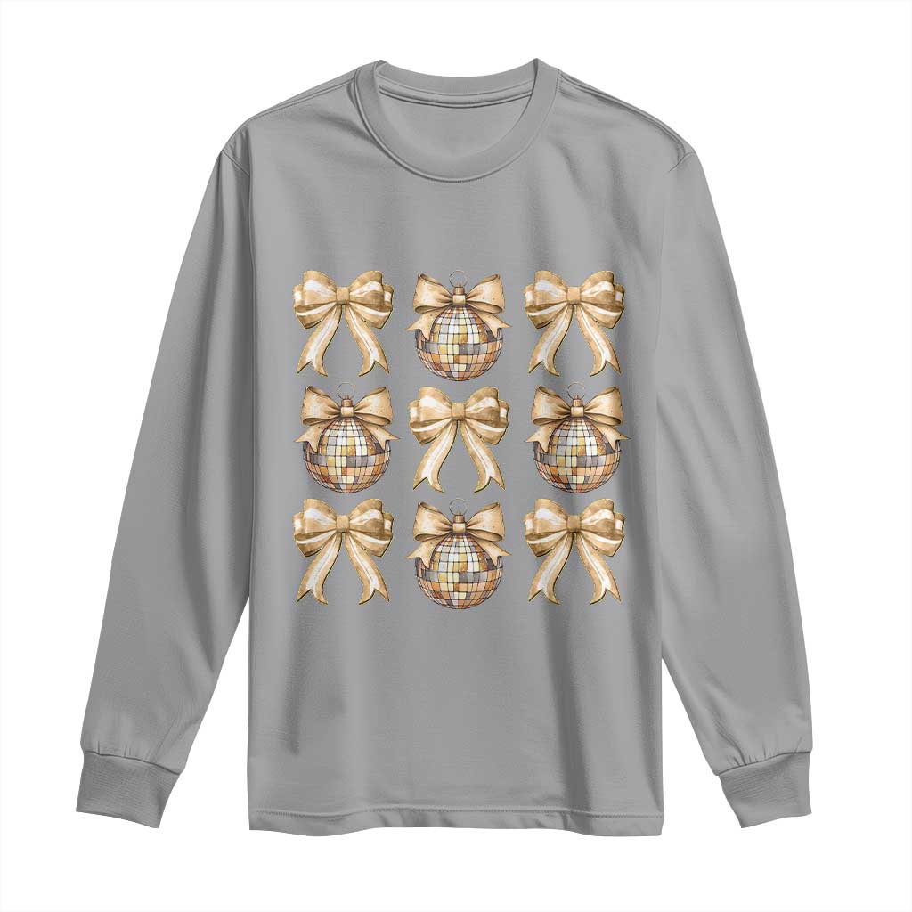 Coquette Happy New Year 2025 Gold Bow Long Sleeve Shirt