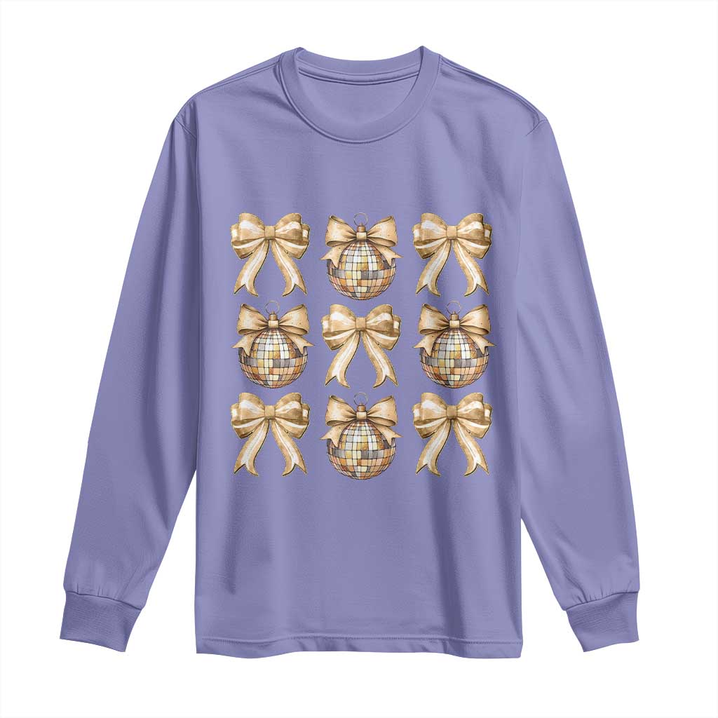 Coquette Happy New Year 2025 Gold Bow Long Sleeve Shirt