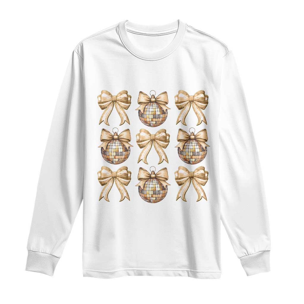 Coquette Happy New Year 2025 Gold Bow Long Sleeve Shirt