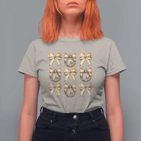 Coquette Happy New Year 2025 Gold Bow T Shirt For Women - Wonder Print Shop