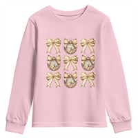 Coquette Happy New Year 2025 Gold Bow Youth Sweatshirt