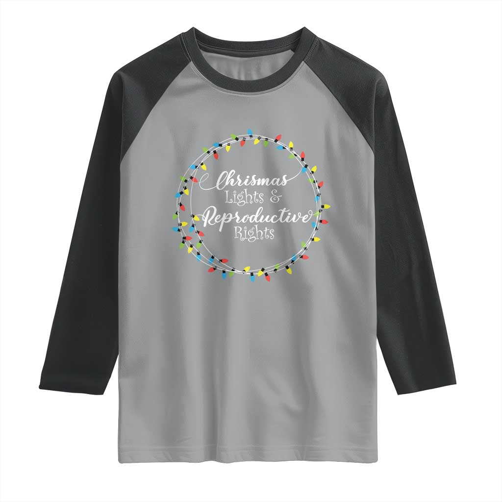 Funny Christmas Lights And Reproductive Rights Raglan Shirt Led Light - Wonder Print Shop