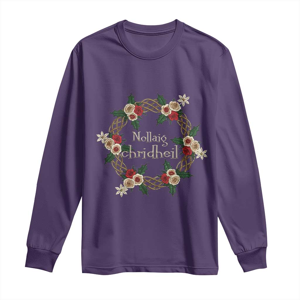 Scottish Celtic Christmas Nollaig Chridheil Long Sleeve Shirt Xmas Wreath