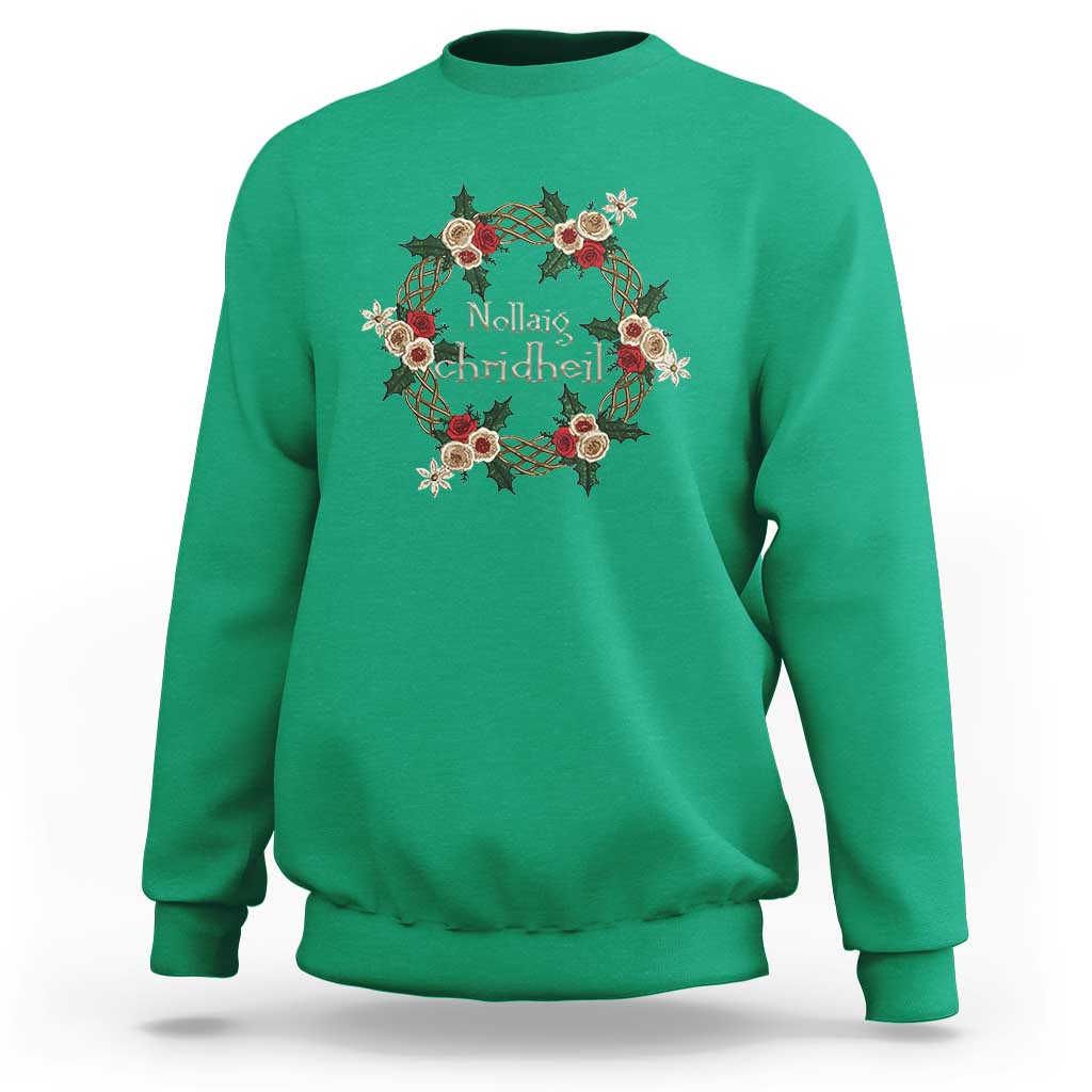 Scottish Celtic Christmas Nollaig Chridheil Sweatshirt Xmas Wreath - Wonder Print Shop