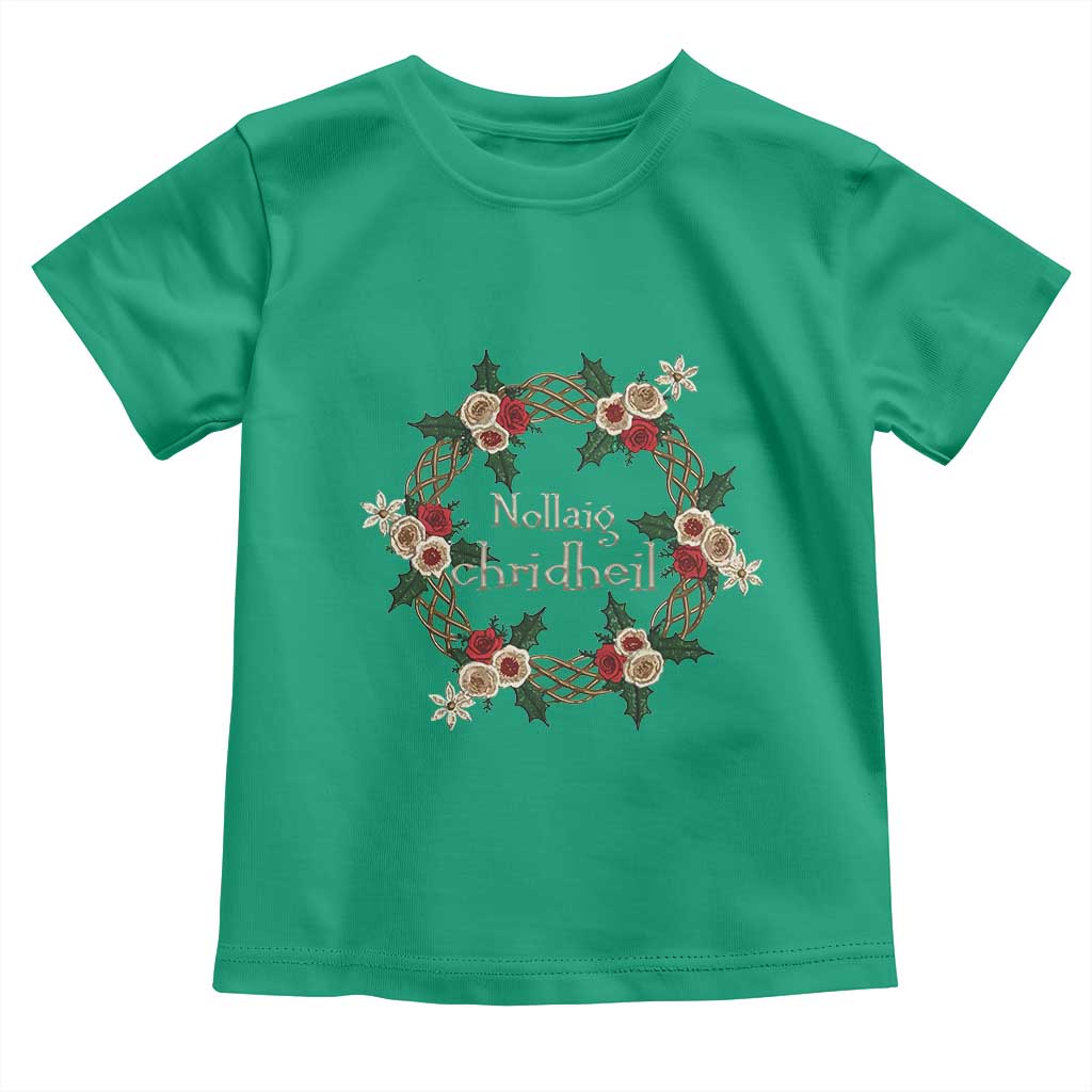Scottish Celtic Christmas Nollaig Chridheil Toddler T Shirt Xmas Wreath