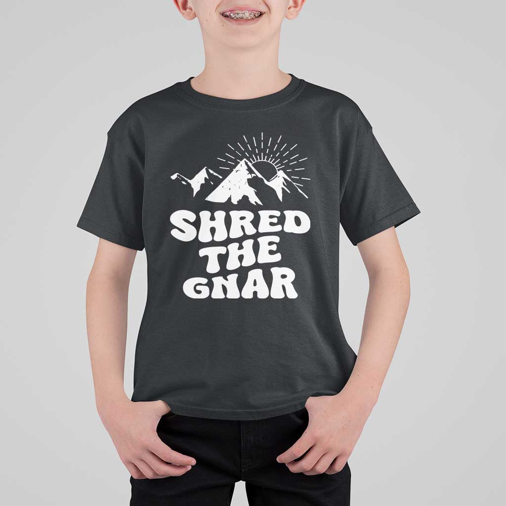 Funny Shred The Gnar T Shirt For Kid Snowboarding Mountain Winter Sport - Wonder Print Shop