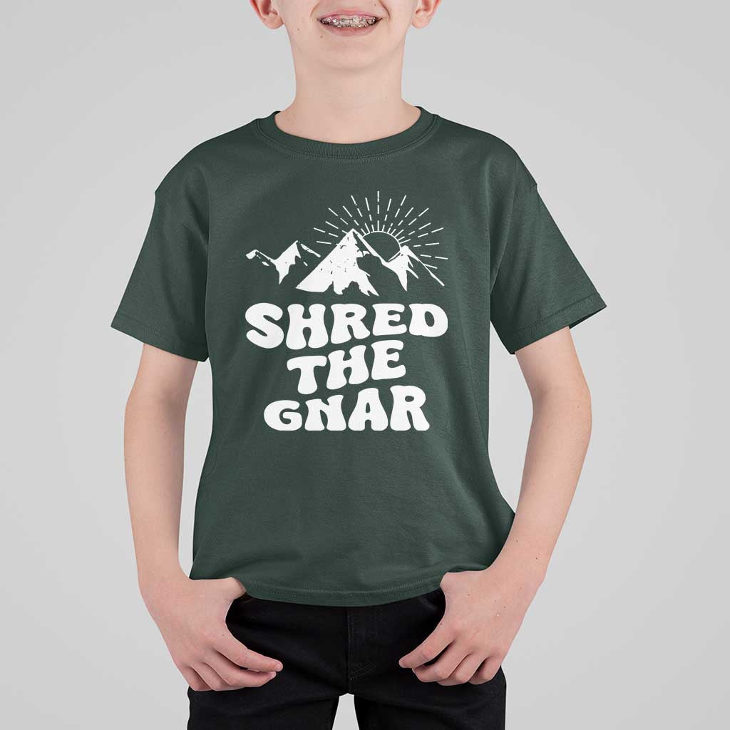 Funny Shred The Gnar T Shirt For Kid Snowboarding Mountain Winter Sport - Wonder Print Shop