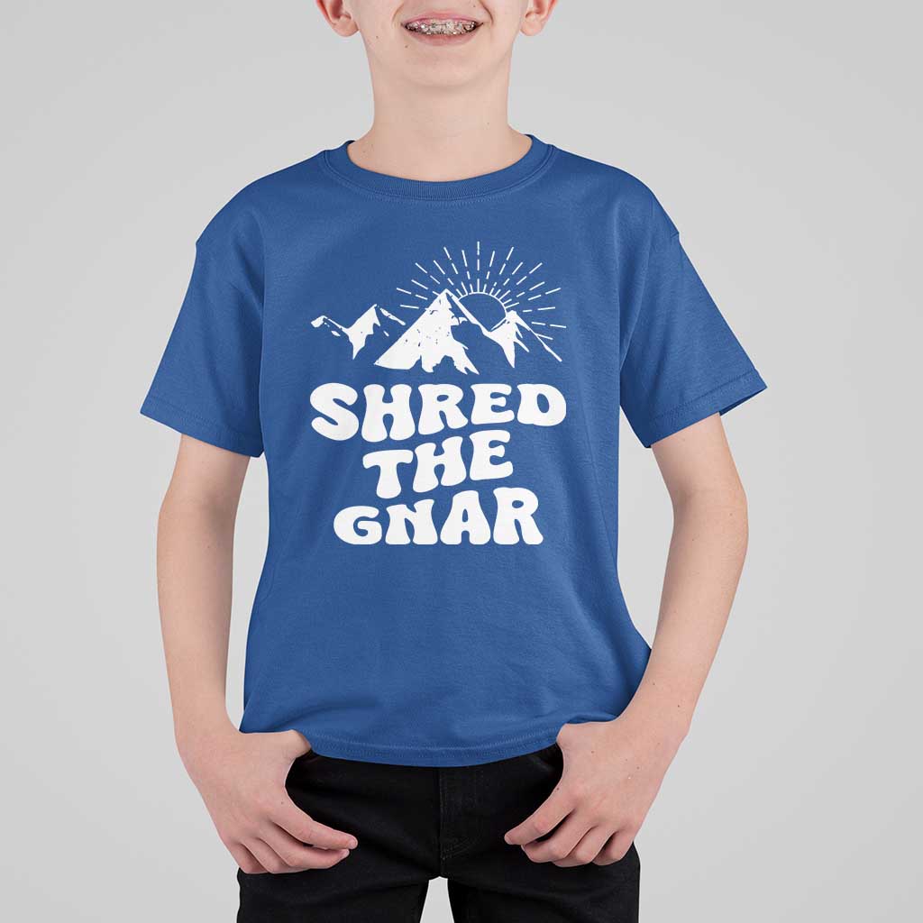 Funny Shred The Gnar T Shirt For Kid Snowboarding Mountain Winter Sport - Wonder Print Shop