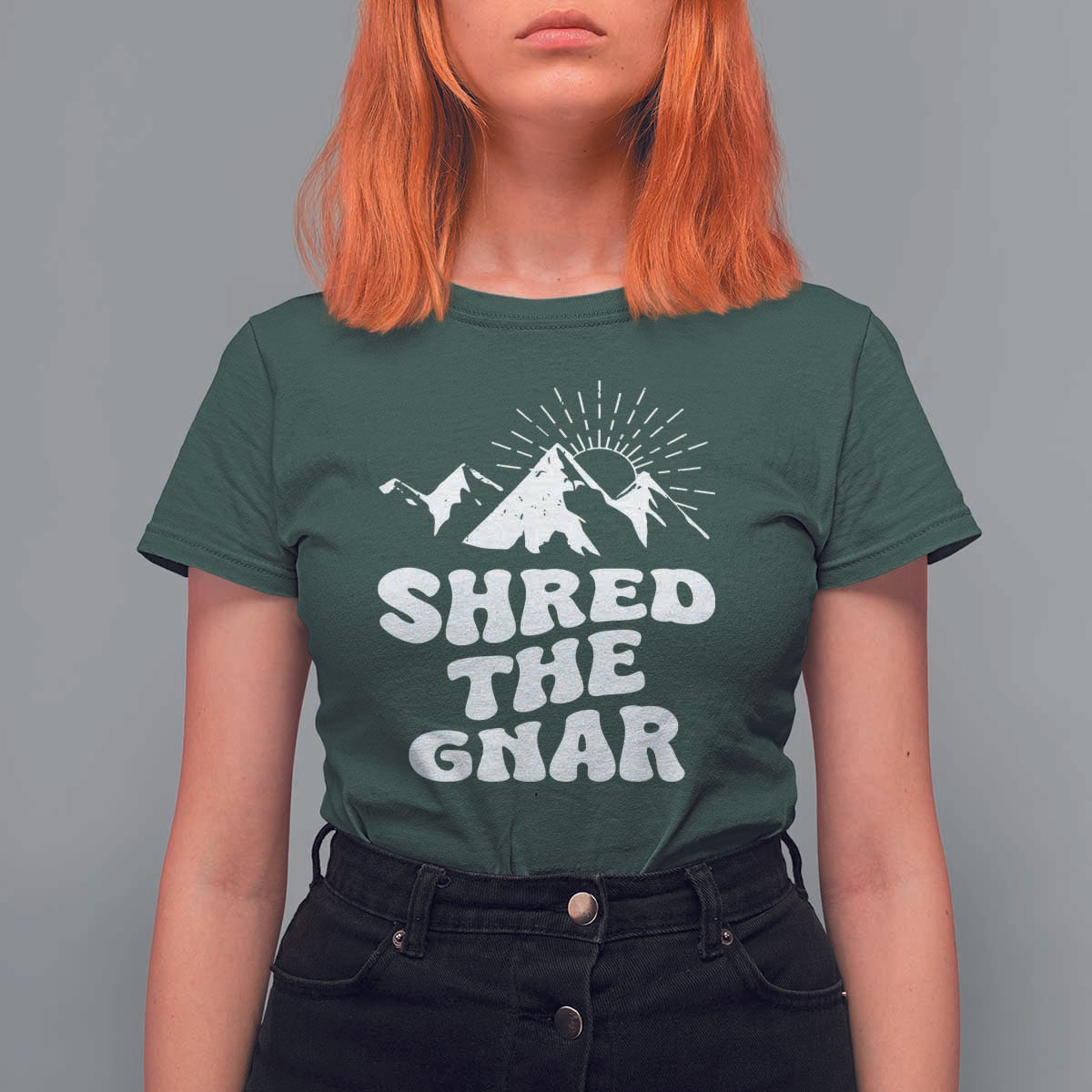 Funny Shred The Gnar T Shirt For Women Snowboarding Mountain Winter Sport - Wonder Print Shop