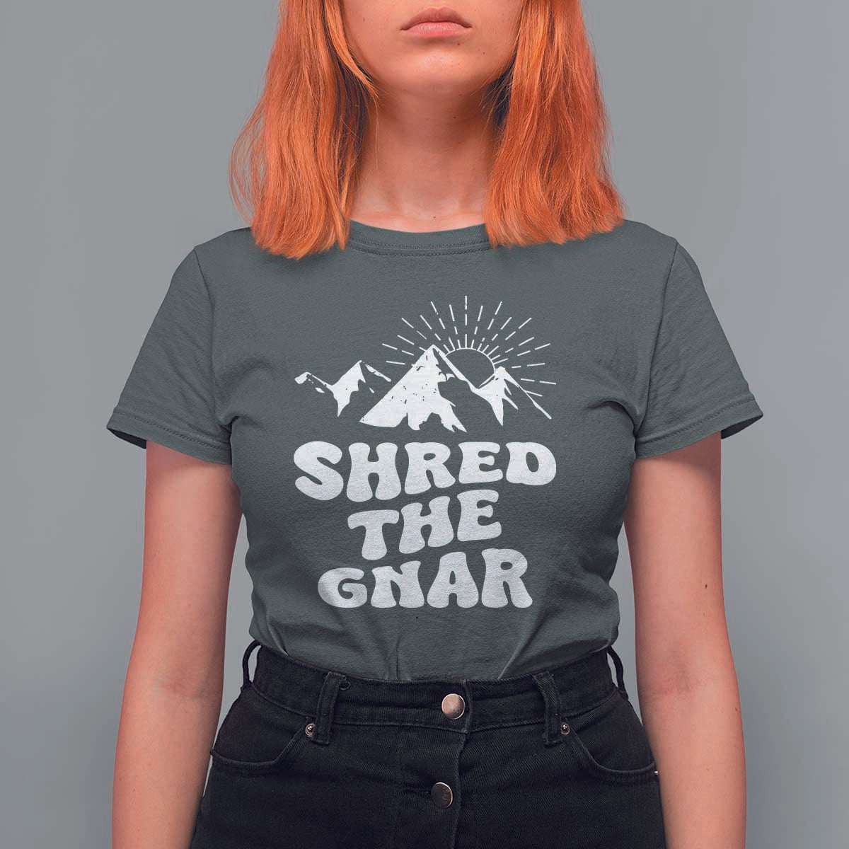 Funny Shred The Gnar T Shirt For Women Snowboarding Mountain Winter Sport - Wonder Print Shop