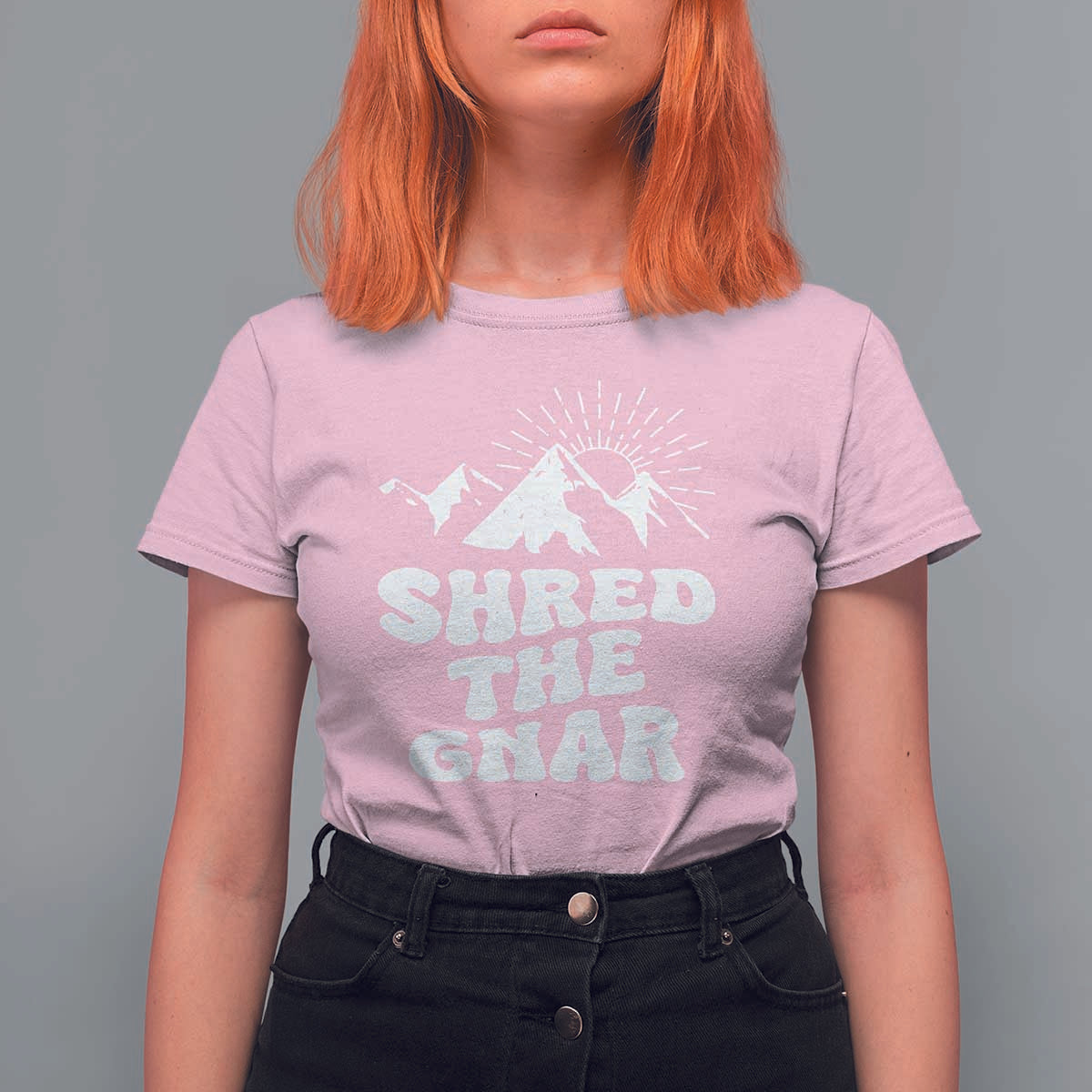 Funny Shred The Gnar T Shirt For Women Snowboarding Mountain Winter Sport - Wonder Print Shop