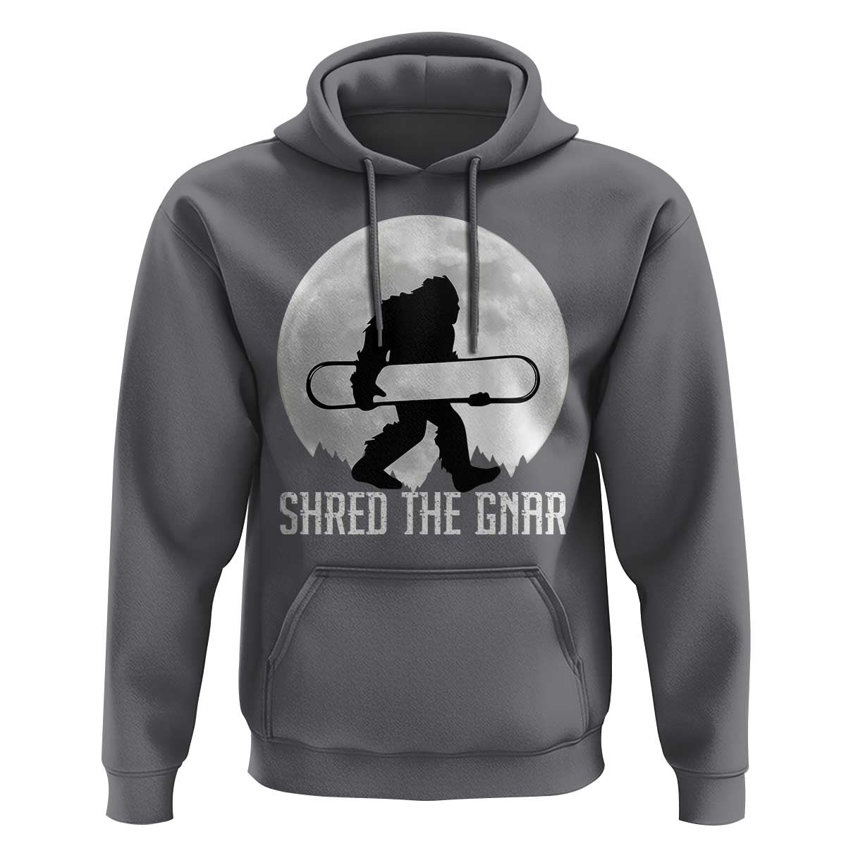 Funny Bigfoot Snowboarding Hoodie Shred The Gnar Moon Snowboard