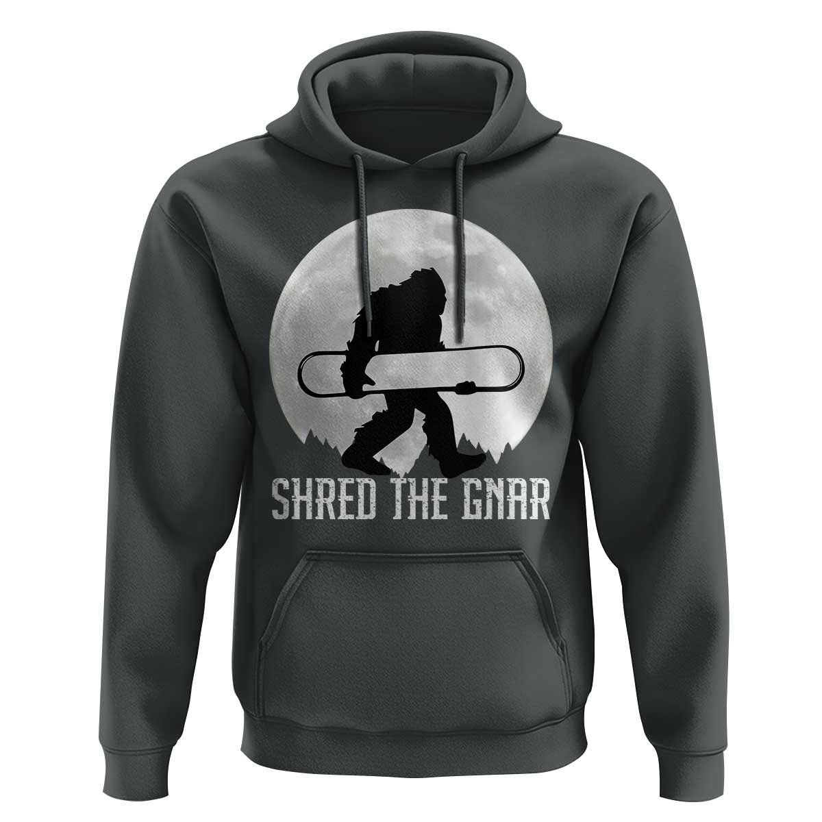 Funny Bigfoot Snowboarding Hoodie Shred The Gnar Moon Snowboard