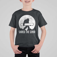 Funny Bigfoot Snowboarding T Shirt For Kid Shred The Gnar Moon Snowboard - Wonder Print Shop
