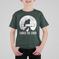 Funny Bigfoot Snowboarding T Shirt For Kid Shred The Gnar Moon Snowboard - Wonder Print Shop