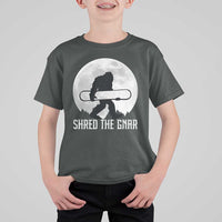 Funny Bigfoot Snowboarding T Shirt For Kid Shred The Gnar Moon Snowboard - Wonder Print Shop