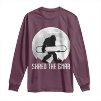 Funny Bigfoot Snowboarding Long Sleeve Shirt Shred The Gnar Moon Snowboard