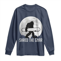 Funny Bigfoot Snowboarding Long Sleeve Shirt Shred The Gnar Moon Snowboard