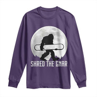 Funny Bigfoot Snowboarding Long Sleeve Shirt Shred The Gnar Moon Snowboard