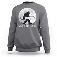 Funny Bigfoot Snowboarding Sweatshirt Shred The Gnar Moon Snowboard - Wonder Print Shop